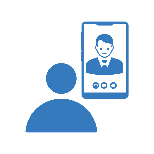 聊天，会议，电话，视频图标。蓝色的设计。图片下载