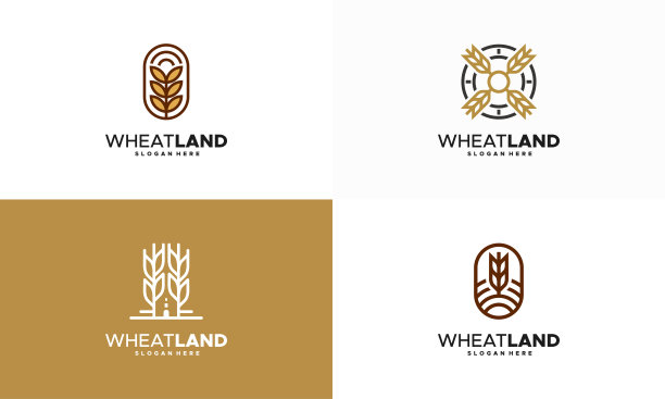 集谷物麦田符号的概念，农业小麦符号模板矢量图标图片下载