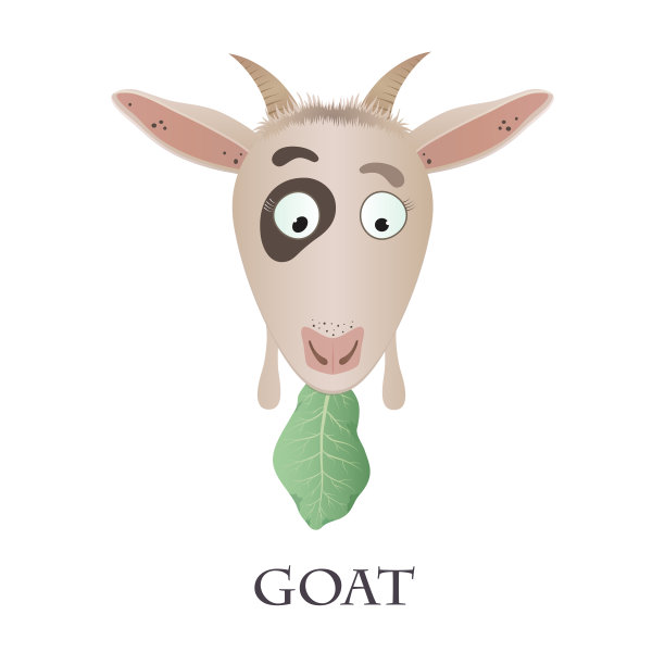 一只滑稽的山羊和卷心菜的图解图片下载