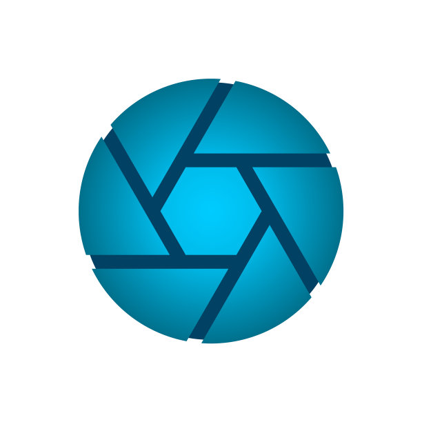 抽象的蓝色技术领域。由几何形状(六边形、长方形、多边形)构成的圆形。图片下载