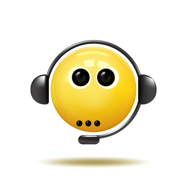 呼叫中心图标。微笑服务。带着耳机的表情，就像呼叫中心服务一样。白色背景上的对象。矢量图图片下载