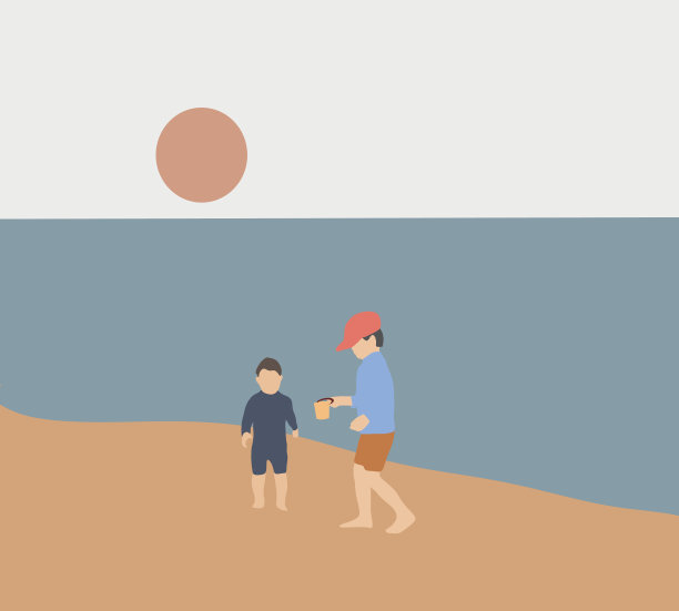 暑假在海滩上玩耍的男孩们。在海边度假，在水里跑步。图片下载