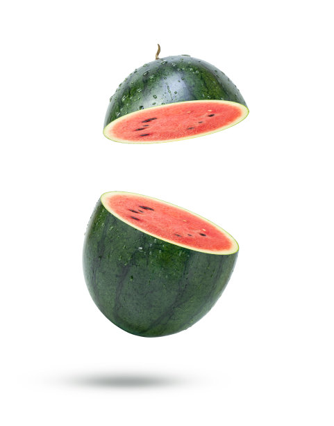 西瓜飞在空中孤立在白色图片下载