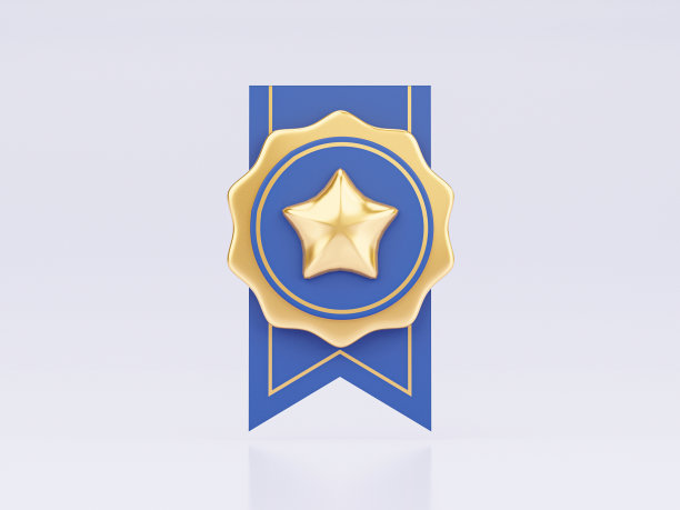 蓝色证书主体与金星保证ISO产品服务的最佳质量保证和获胜者冠军的概念，由3d渲染插图。图片下载