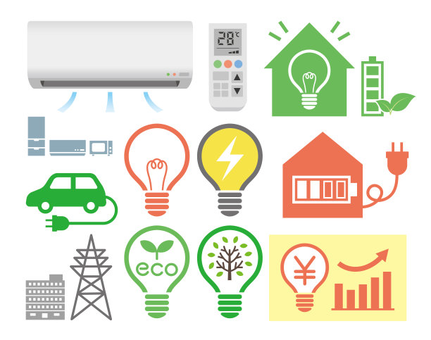 电力节能和家用电器图标集图片下载