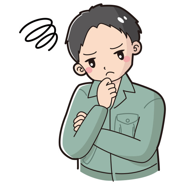 一个穿着工作服的男人思考的插图图片下载