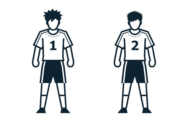 足球运动员，人和服装图标与白色背景图片下载