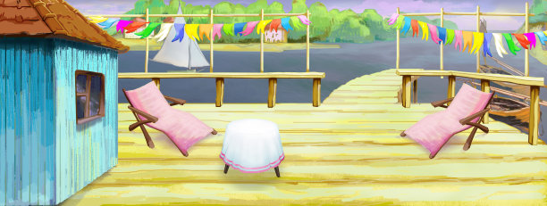 河码头户外复古风图片下载