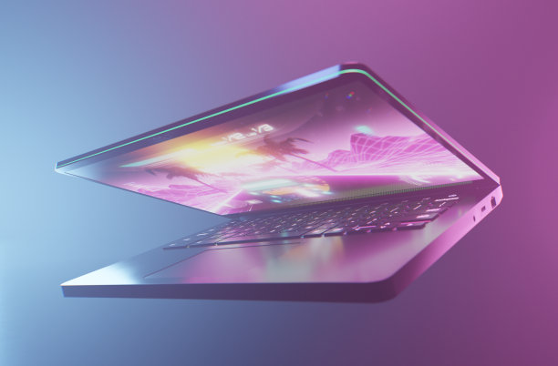 一个便携式游戏笔记本与赛车游戏图片下载