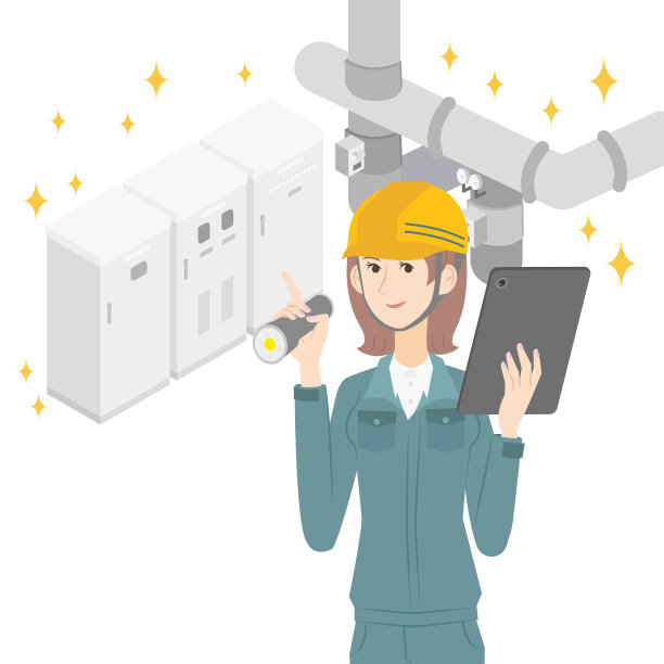 妇女从事空调设备施工管理图片下载