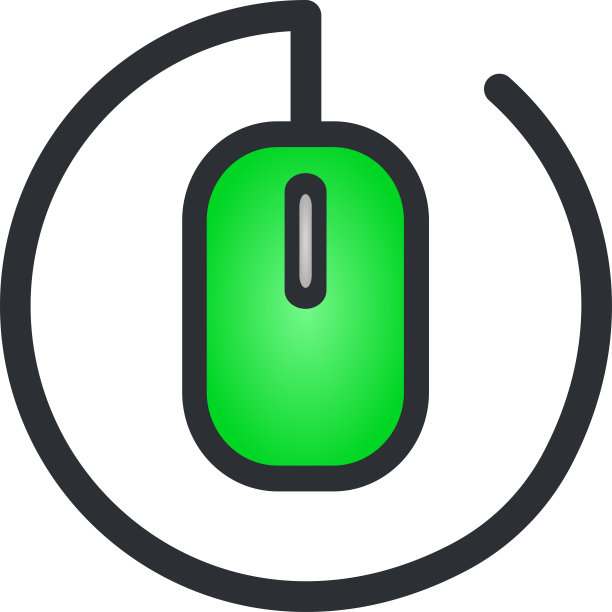 一个绿色的电脑鼠标的插图，一个手持的指示设备。向量,卡通,绘画。图片下载