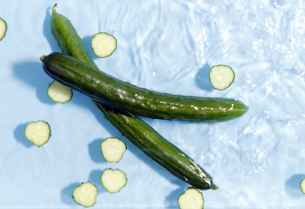 黄瓜漂浮在水面上图片下载