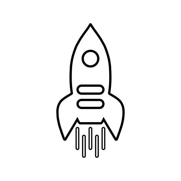 助推，发射，产品，火箭轮廓图标。艺术线条矢量。图片下载