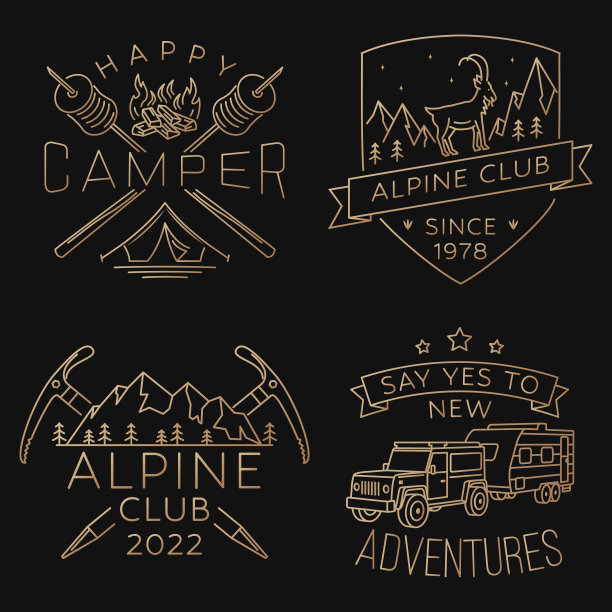 一套露营徽章，补丁。野营报价。矢量插图。概念衬衫或印花，邮票或t恤。图片下载