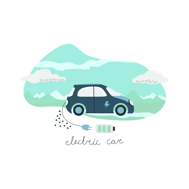 电动汽车与插头充电符号。采用可再生能源的环保汽车概念。矢量插图。图片下载