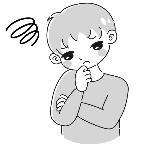 一个男孩双手交叉、忧心忡忡的插图图片下载
