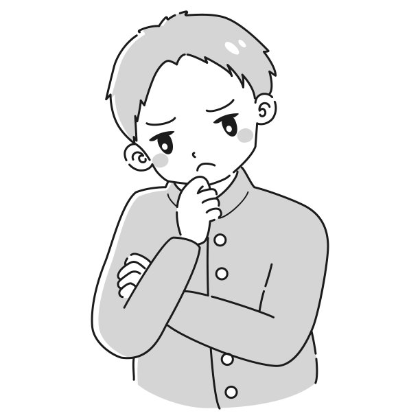 一个穿着校服的男孩在思考的插图图片下载