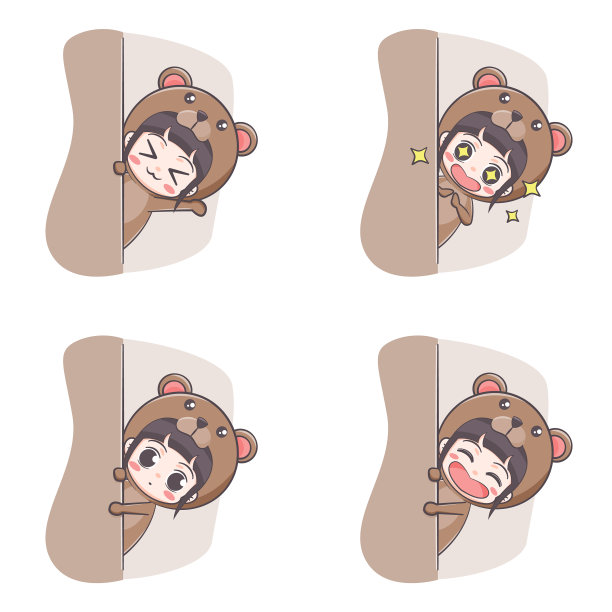 可爱的小熊化装女郎躲卡通图片下载