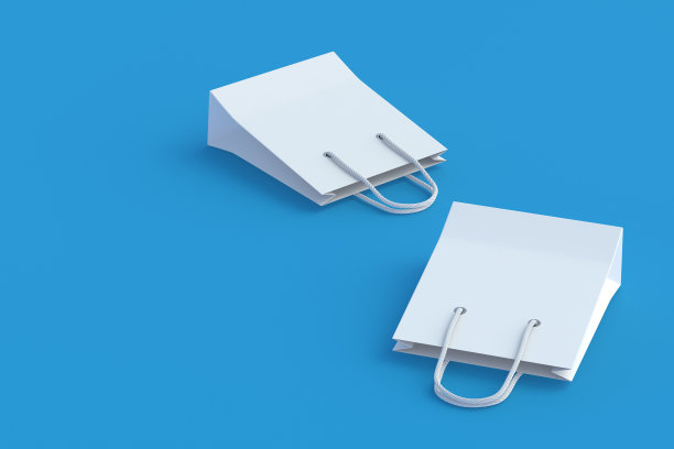 分散的购物纸袋。产品折扣。大的销售。副本的空间。三维演示图片下载