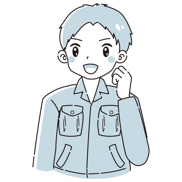 一个穿着工作服的男人握着一只拳头的插图图片下载