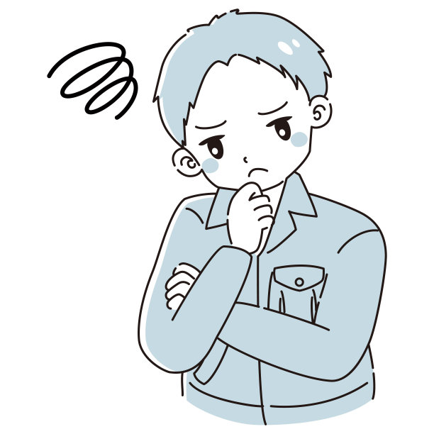 一个穿着工作服的男人思考的插图图片下载