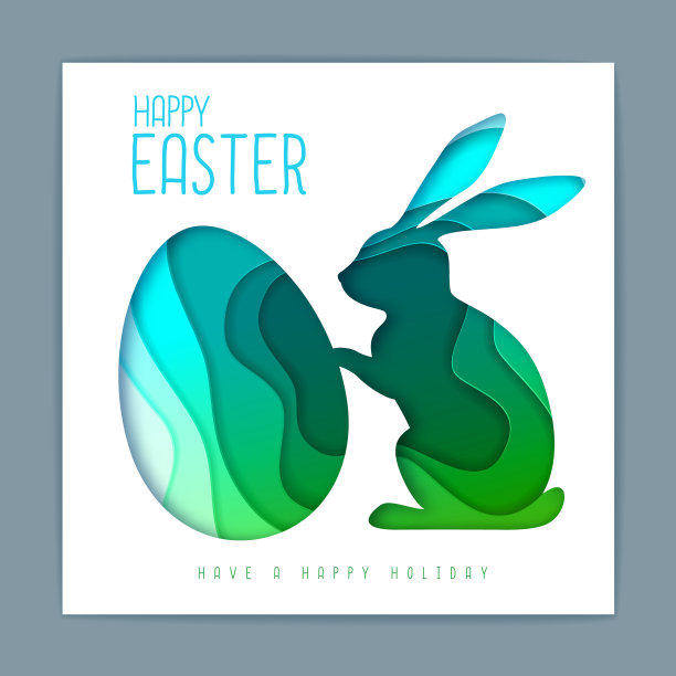 复活节彩蛋和兔子剪影图片下载