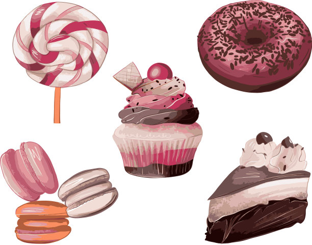 一套糖果在粉红色米色和棕色的颜色图片下载