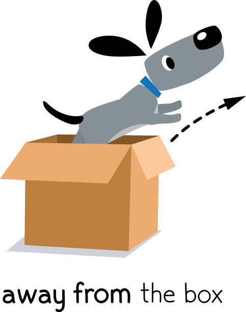 运动介词，狗飞离盒子图片下载