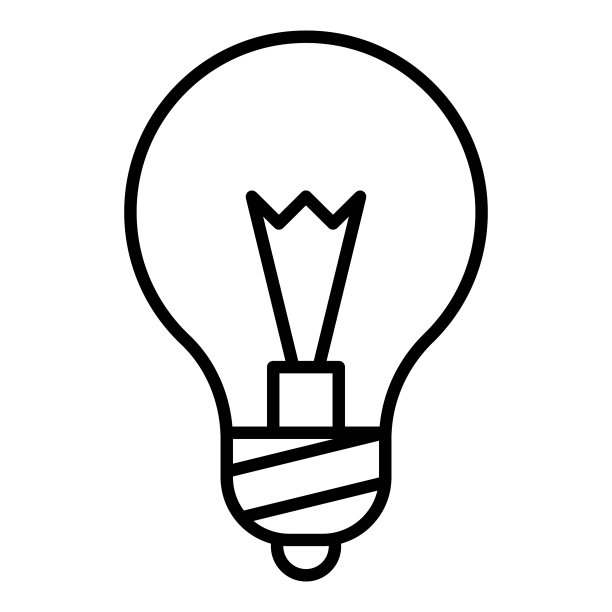 白色背景上的扁平风创意灯泡图标图片下载