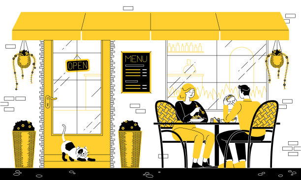 在街道上的咖啡馆图片下载