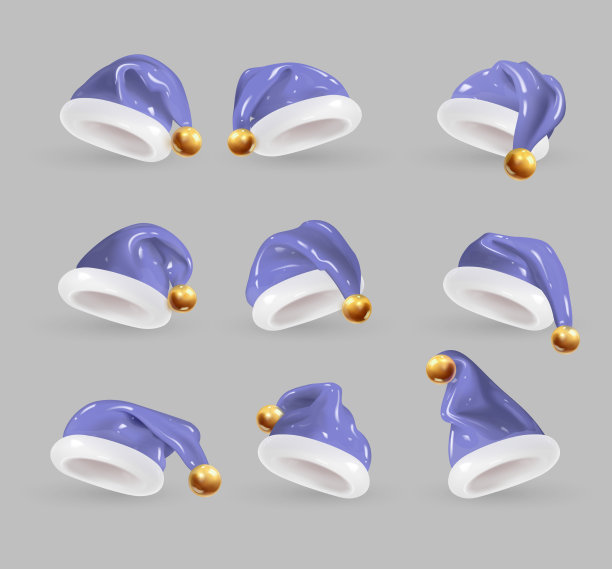 一套3d卡通圣诞老人帽子很时髦图片下载