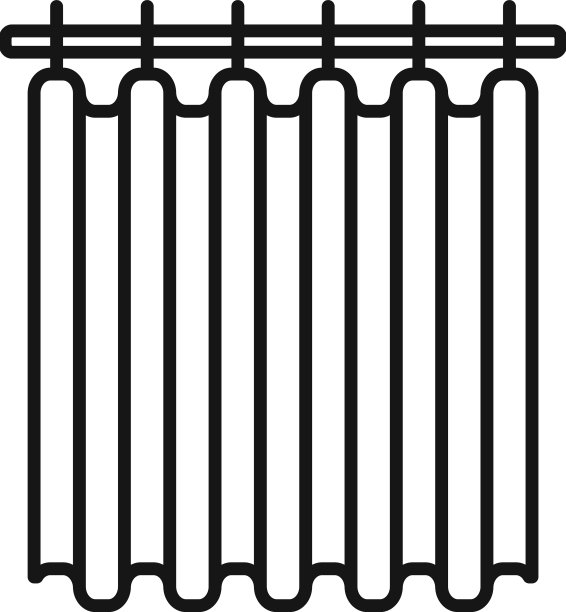 可爱的浴帘图标轮廓浴室图片下载