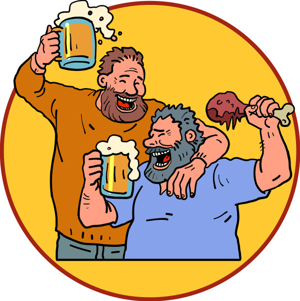 啤酒节的男人吃肉喝酒图片下载