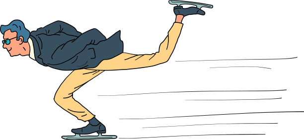 男性商人越野滑冰速度比赛图片下载