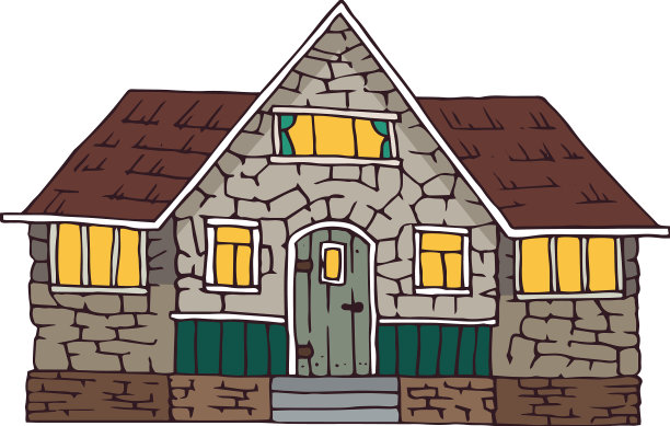 褐色屋顶的两层砖房图片下载