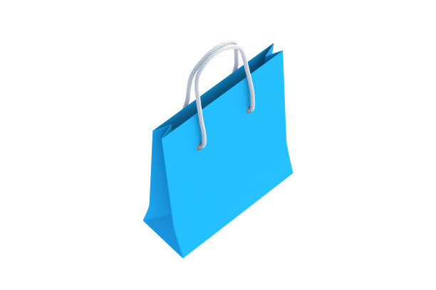 纸购物袋孤立在白色背景。产品折扣。大的销售。三维渲染图片下载