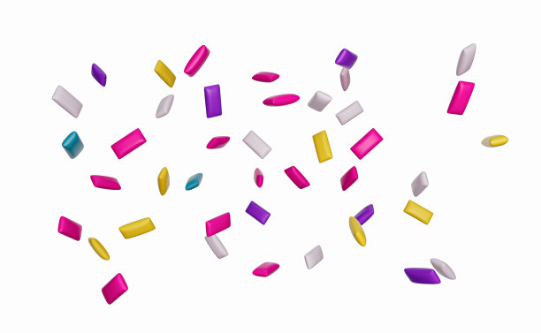 口香糖垫在空中飞行，现实的不同颜色的泡泡糖枕头。清新的薄荷脑和甜蜜的3d插画图片下载