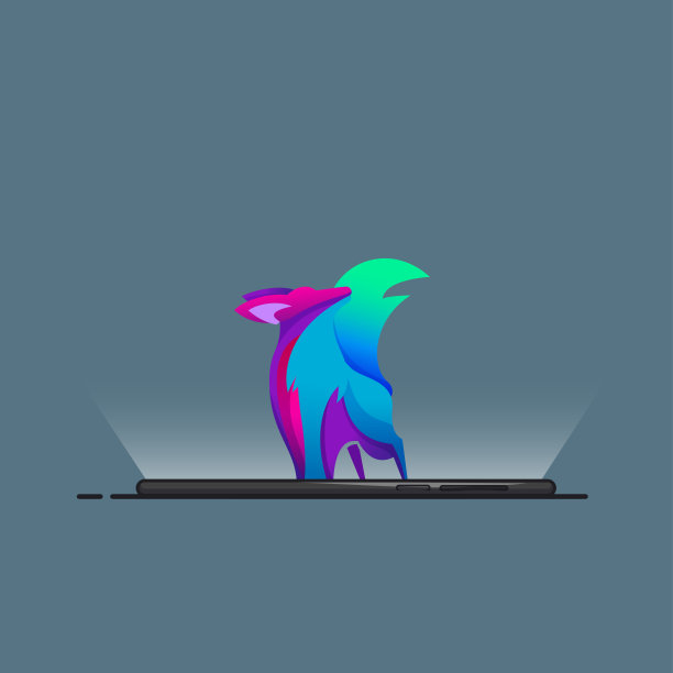 矢量插图狗描绘在手机屏幕上。孤立在黑暗背景中图片下载