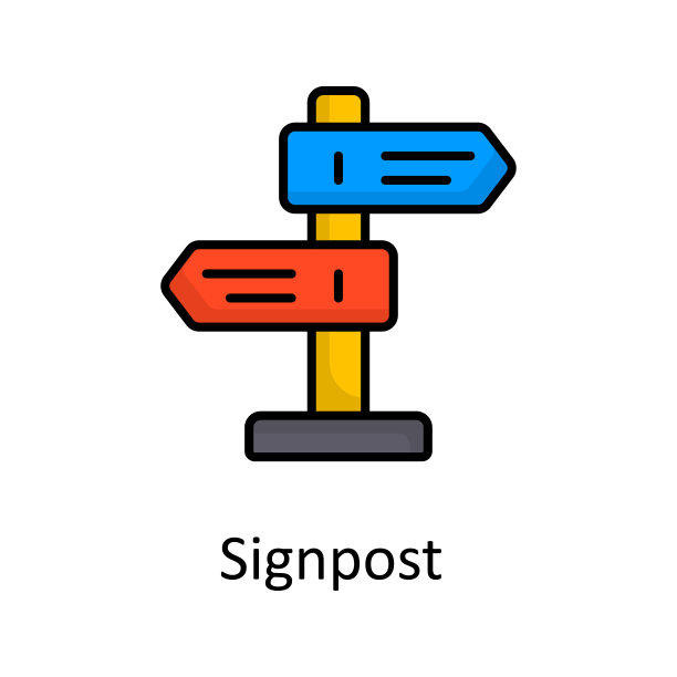路标矢量填充轮廓图标设计插图。项目管理符号在白色背景EPS 10文件图片下载