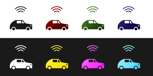 设置智能汽车系统与无线连接图标图片下载