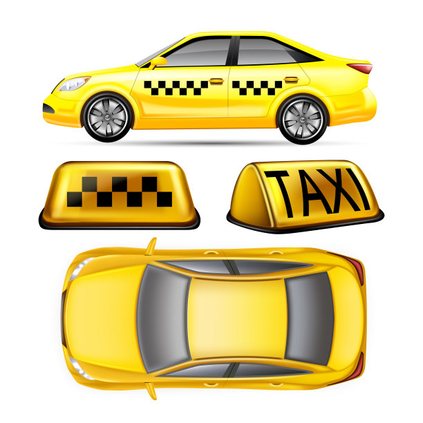 出租车设置现实的矢量图片下载