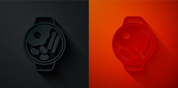 剪纸拉面汤碗与面条图标图片下载