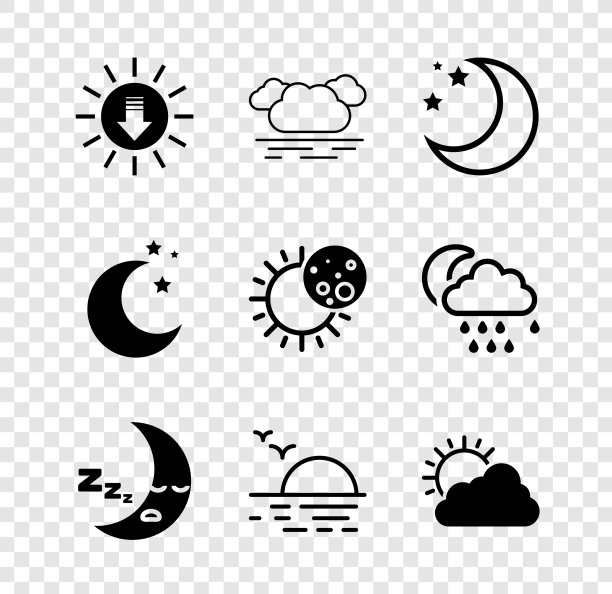 日落云集月星图云图片下载