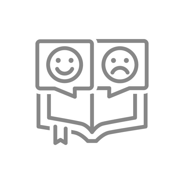 打开书有不同的情绪线图标。正面和负面表情符号，读者评论符号图片下载