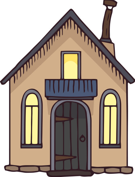 米色房子，有阁楼和阳台图片下载