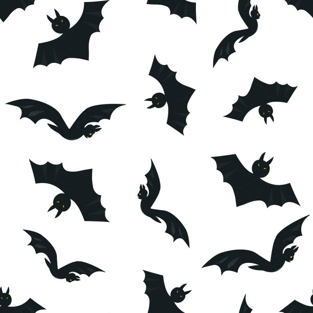 无缝水彩万圣节图案与蝙蝠图片下载