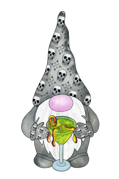万圣节小矮人和绿色的万圣节鸡尾酒和蠕虫图片下载