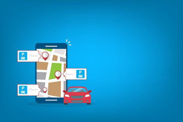 智能城市停车手机app概念。城市交通技术插图。图片下载