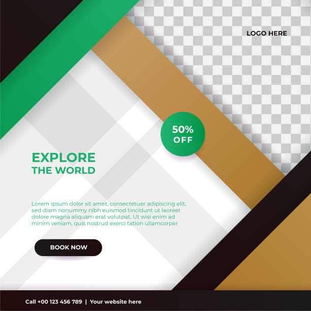 一套旅游销售社交媒体发帖模板。网页横幅、宣传单或海报，供旅行社商务促销之用。假日旅游广告横幅设计。图片下载