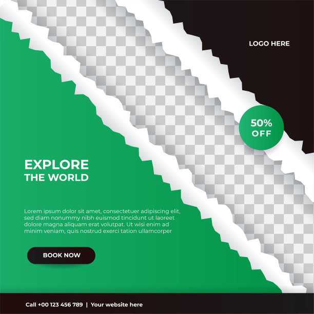 一套旅游销售社交媒体发帖模板。网页横幅、宣传单或海报，供旅行社商务促销之用。假日旅游广告横幅设计。图片下载